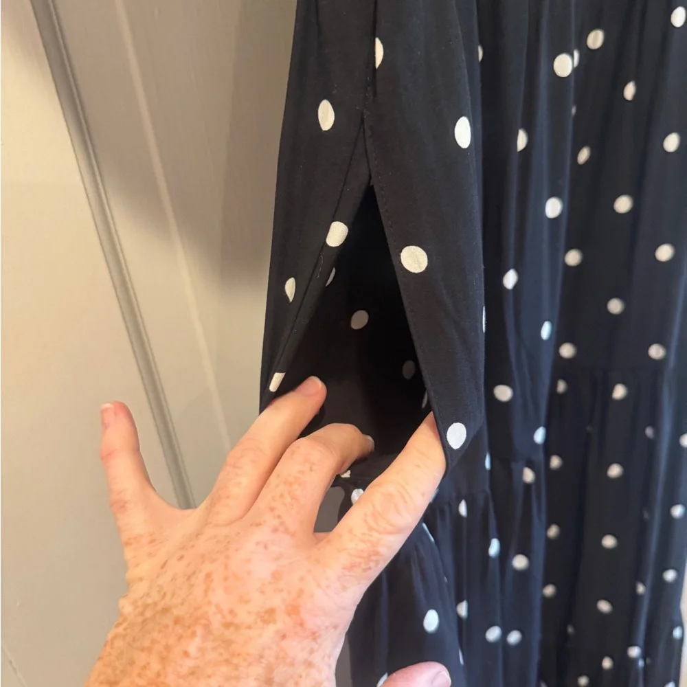 J.Crew Black & White Polka Dot Maxi Dress Puff Sleeve Cottagecore M